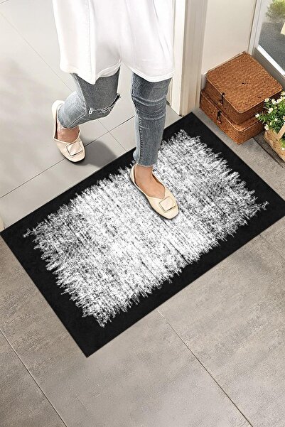 Monnhein سجادة باب أمامية - سجادة باب حديثة وأنيقة (أسود وأبيض حديث)
