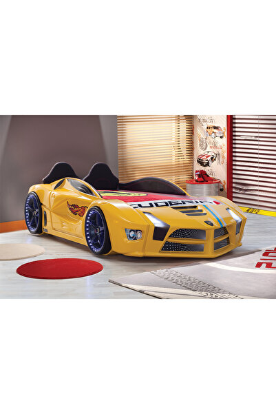 Kaju CarBed Kaju Luxury Full Arabalı Yatak, Sarı, Kumandalı Işık Ve Ses Siste...