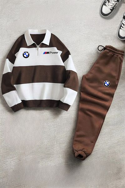 NewCabin Σετ αθλητικής φόρμας BMW Printed New Season Polo Collar - Μισό φερμουάρ, Χειμερινό σετ 3 νημάτων