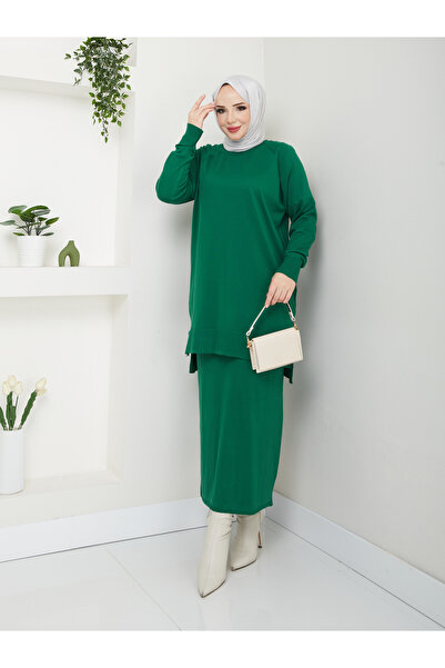 MODAMÜNASİP Set dublu confortabil și elegant cu fustă minunată, mercerizată, fără părături