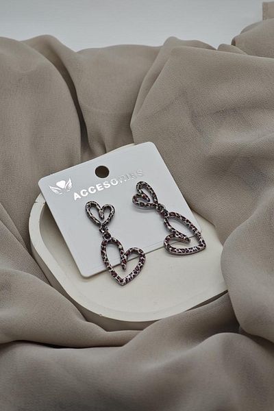 MAZEN Leopard Print Double Heart Design Dangle Earrings (6 cm)