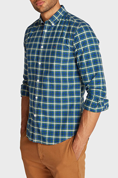 Tommy Hilfiger % 100 Pamuk Slim Fit Kareli Gömlek Erkek GÖMLEK MW0MW37567 0H7