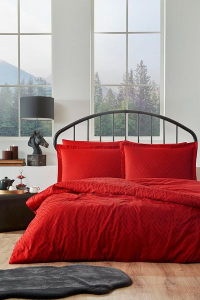 Özdilek Özdilek Geometric Double Jacquard Satin Duvet Cover Set