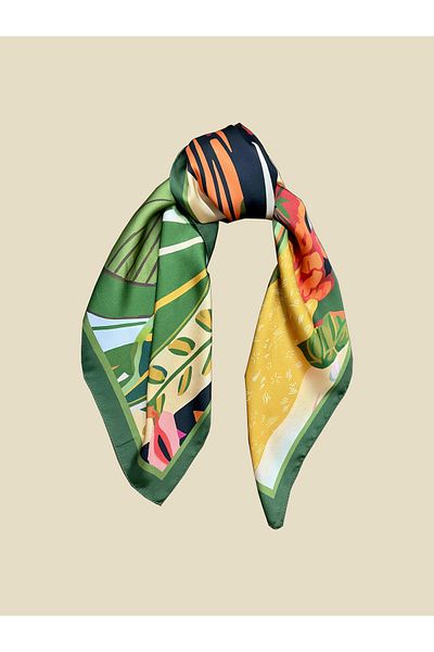 Bolder Green Spring Patterned 70*70 Scarf Scarf