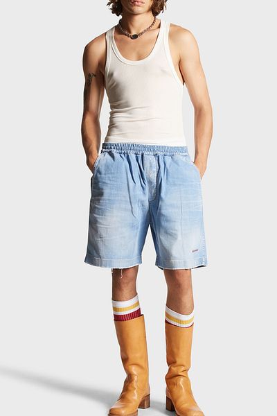 DSquared2 Men's Oversize Short - Stretch Cotton, Regular Waist, Wide Leg S74Mu0823 S30341 470