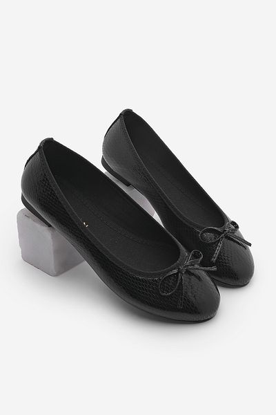 Marjin Damen Ballerinas mit runder Spitze Adusa Black Snake