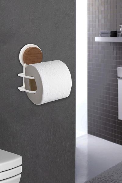 Okyanus Home Ξύλινο μοτίβο Magic Fix Magic Sticky White Lux Θήκη χαρτιού WC