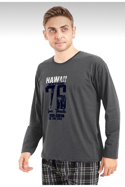 Free Beka Long Sleeve Plaid Patterned Men's Pajama Set with Six Checks Cotton and Comfortable Fabric
