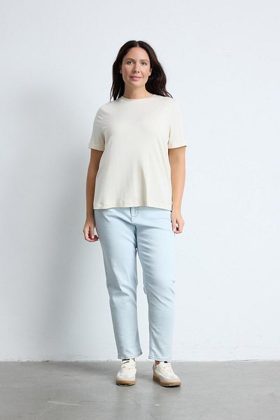 LUOKK BRADLEY Μπλουζάκι Basic Crew Neck Plus Size - Ανοιχτό μπεζ