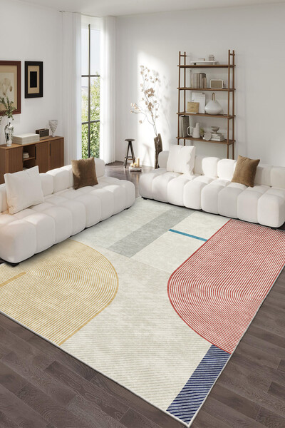 Homefesto Dekoratif Özel Tasarım Yıkanabilir,İnce, Kaymaz Tabanlı, Modern Hal...