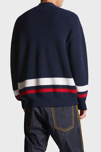 DSquared2 Men's V-Neck Logo Knitted Cardigan - 100% Wool, Oversize Fit S74Ha1420 S18431 961