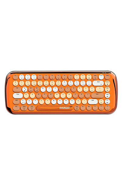 Everest KB-BT09 PARRY Renkli Tuşlu Turuncu Bluetooth+2.4Ghz Q Yuvarlak Tuşlu Mekanik Klavye Kablosuz