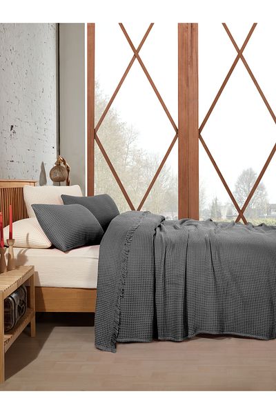 destinyhometex 100% Cotton Waffle Single Bedspread 160X240 cm