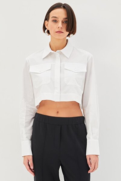 Allyco Бавовняна біла сорочка з кишенями та деталями, крою Regular
