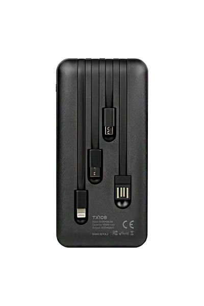 Drop Deposu Powerway Tx108 10000 Mah Black Indicator Extra Wired 4-Output Powerbank (4172)