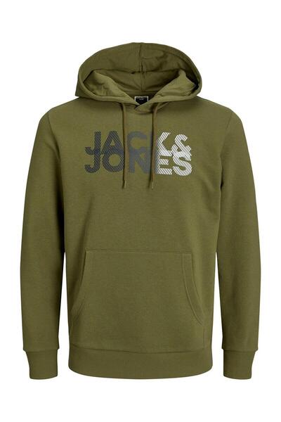 Jack & Jones JACK&JONES 12243927 COSHADY SWEAT HOOD ONU YAZI BASKILI KAPUSONLU SWEAT