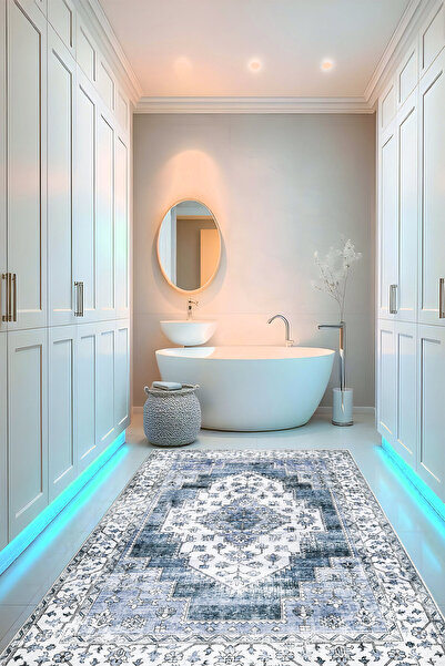 Homefesto Dekoratif Özel Tasarım Yıkanabilir,İnce, Kaymaz Tabanlı, Modern Halı KECE-FR84