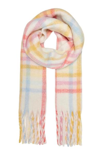 ONLY Women's Minimalist Pastel Checkered Scarf Beanie Set - Winter