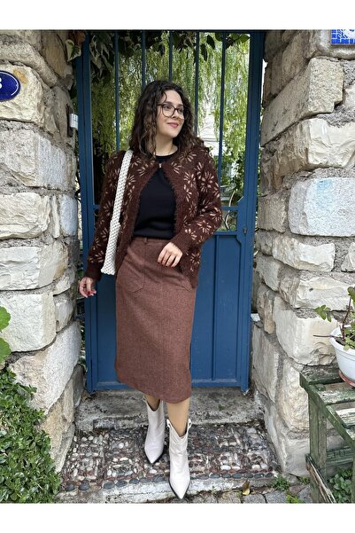 HATİCE CİVELEK Düz Renk Cepli Çan Etek HC