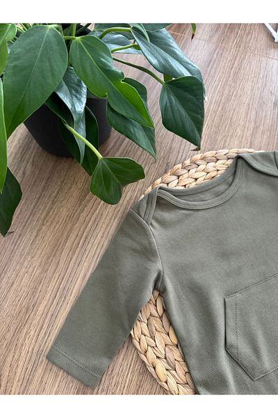 Calico Green Pique Baby Organic Romper