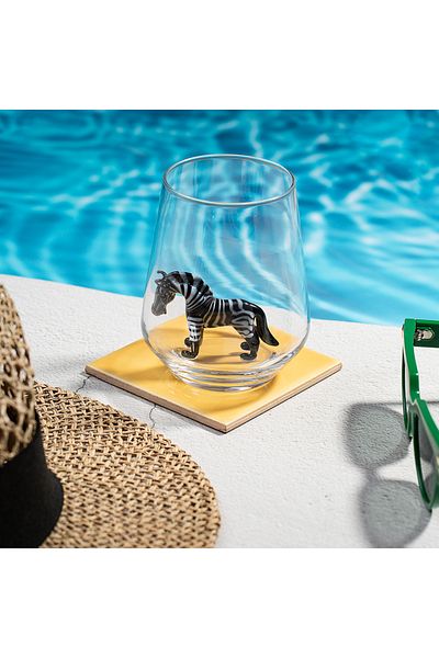 ADAMODART Zebra Glass Figured Water Cup - Single