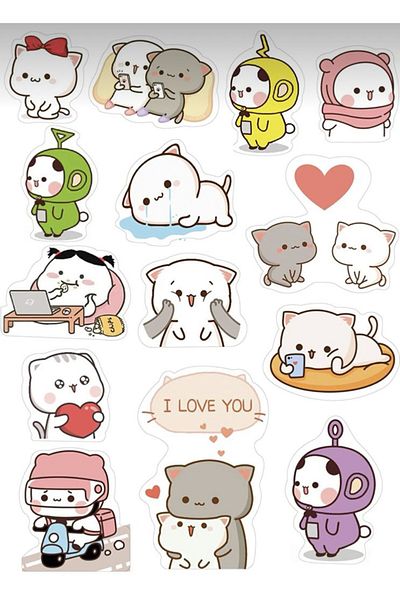 Sticksy Cute Catssticker Phone Laptop Notebook Tablet Notebook Flask Sticker Sticker St1002