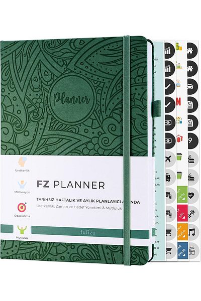 STOREMAX Muartshop Fz Planner Undated Weekly Planner Leather Agenda Ethnic, Green 871301