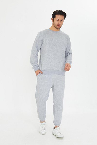 TRENDHİLL Σετ φόρμας Unisex με 3 κλωστές Cotton Basic Crew Neck χωρίς ράστερ 5738