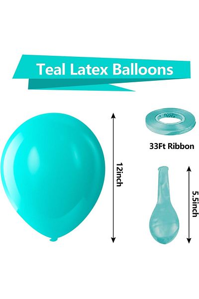 Home Zone 100 Pack 12 inch Teal Round Helium Balloons for Wedding