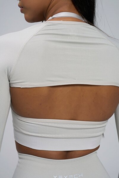 YEXECH Безшовний довгий рукав з деталями на пальцях Aurora Cover Crop Верх