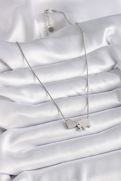 Skygo 316L Steel Silver Color Elephant Heart Figured Women's Necklace - Tj-Bko9420