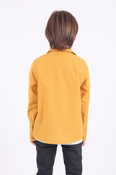 Pollito Boy's 2-Pocket Cotton Mustard Shirt T-Shirt Set of 2