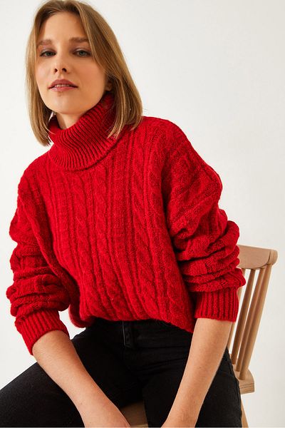 Bianco Lucci Women's Turtleneck Patterned Knitwear Sweater 20246940
