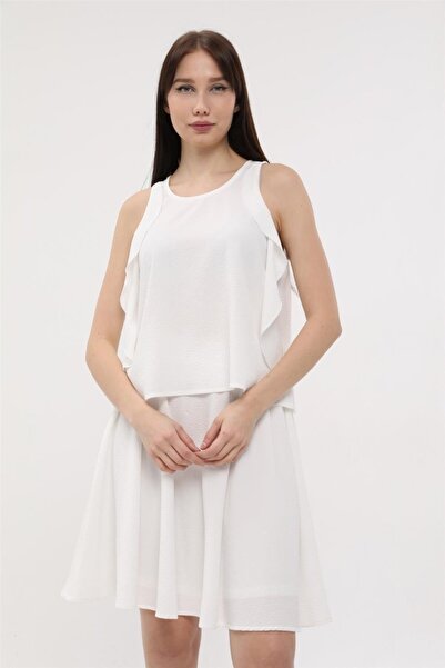 HomeStore Volanlı Kolsuz Bluz