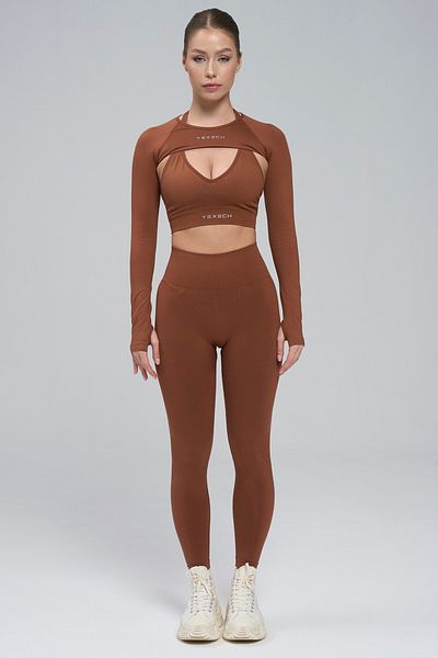 YEXECH Seamless Long Sleeve Finger Detailed Aurora Cover Crop Top