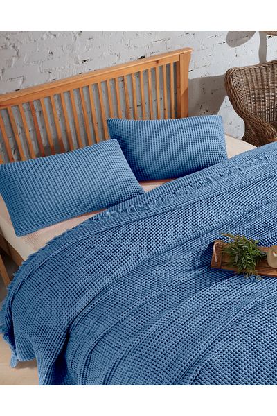 destinyhometex Cuvertură de pat 100% bumbac Waffle - Single, 160x240cm/1 bucată 50x70cm