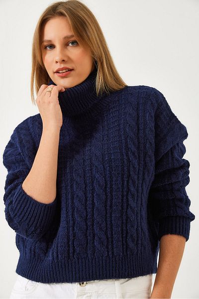 Bianco Lucci Damen-Strickpullover mit Rollkragenmuster 20246940
