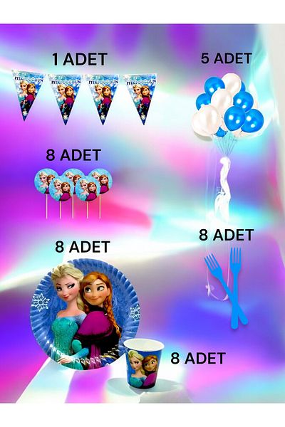 VibeHome Frozen Themed m Pack for 8 - Birthday Party and Fun Events