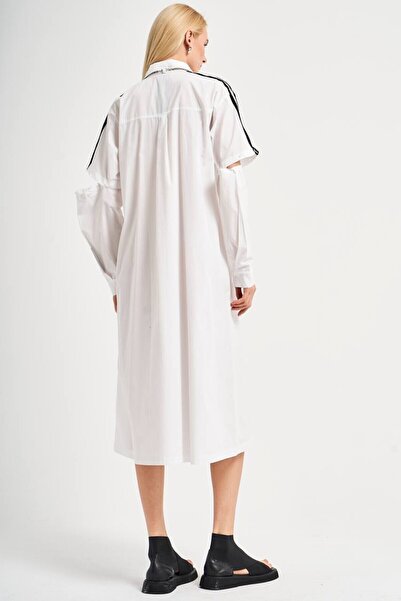 tw3 Rochie cămașă lungă cu cravată cu dungi