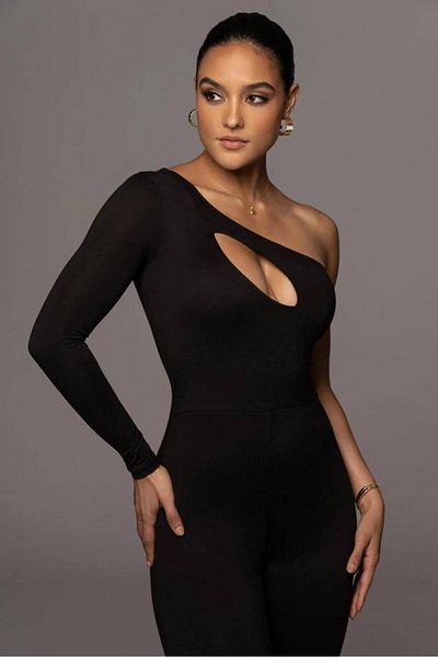 hipnoz butik Single Sleeve Drop Low-Cut Women's Jumpsuit