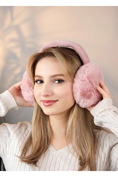 Wearflawless غطاء أذن نسائي من القطيفة باللون الوردي، غطاء أذن شتوي ناعم قابل للطي من الفرو