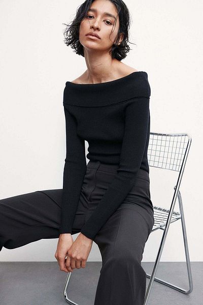 H&M Rib-knit off-the-shoulder top