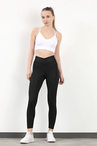 GİYSA Γυναικείο κολάν με ελαστική λεπτή εφαρμογή σταυρωτής μέσης μαύρο - 4019