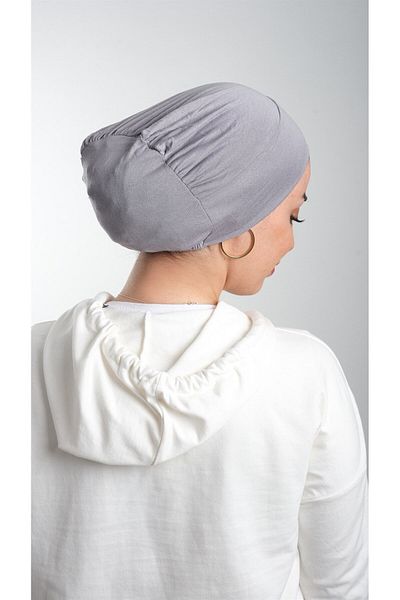 HÜRREM BONE Γκρι Πρακτικό έτοιμο κουμπωτό Hijab Bonnet Viscose Fabric Plain 3003_15