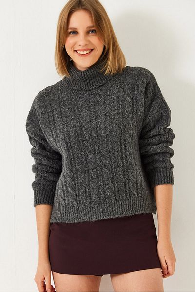 Bianco Lucci Damen-Strickpullover mit Rollkragenmuster 20246940