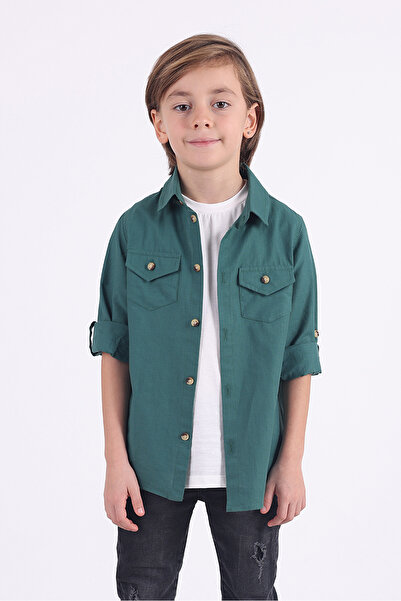 Pollito Boy's 2-Pocket Cotton Benetton Green Shirt Tee 2-Piece Set