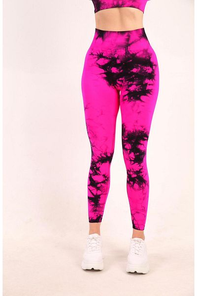 Koza Butik Strângere de fitness pentru femei cu talie înaltă cu model Tie Dye 16160 0031-25