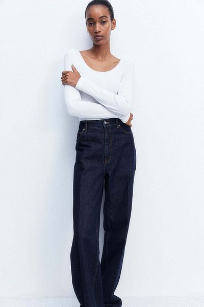 H&M Lace-trimmed ribbed top