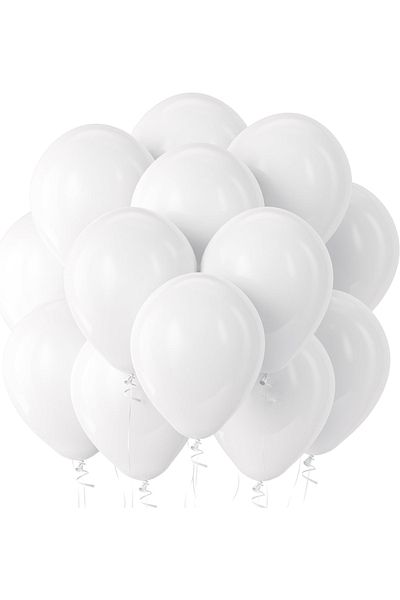 Home Zone 100 Pack 12 inch Round White Latex Helium Balloons