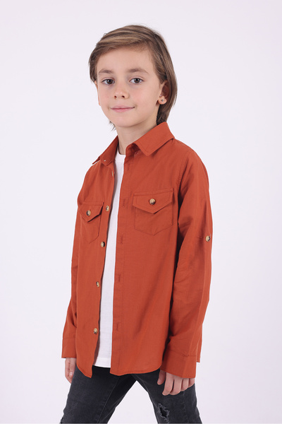 Pollito Boy's 2-Pocket Cotton Tile Shirt T-Shirt Set of 2